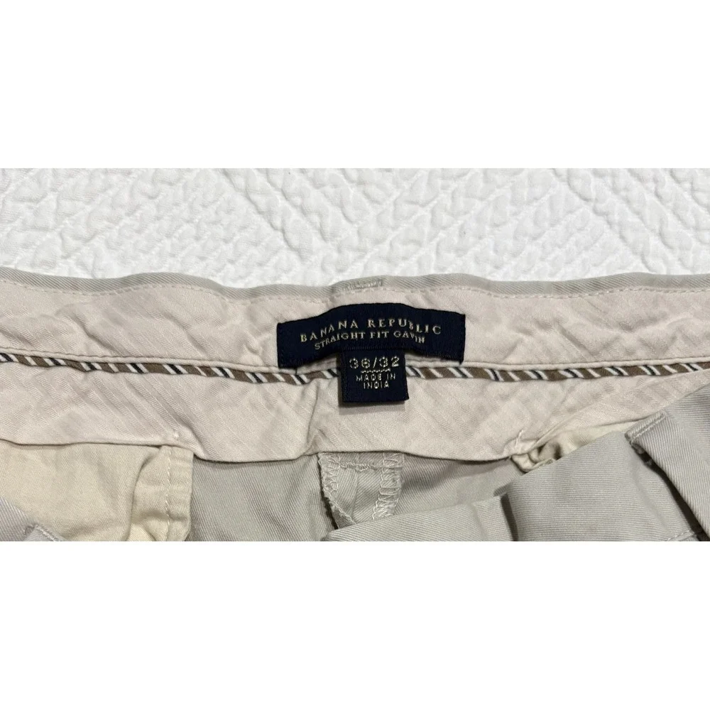 Banana Republic Men's Straight Fit Gavin Pants Khaki 36x32 Tan Preppy Chinos